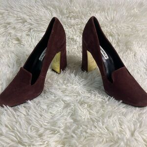 Karl Lagerfeld Red and Gold Heels Timeless Sophistication